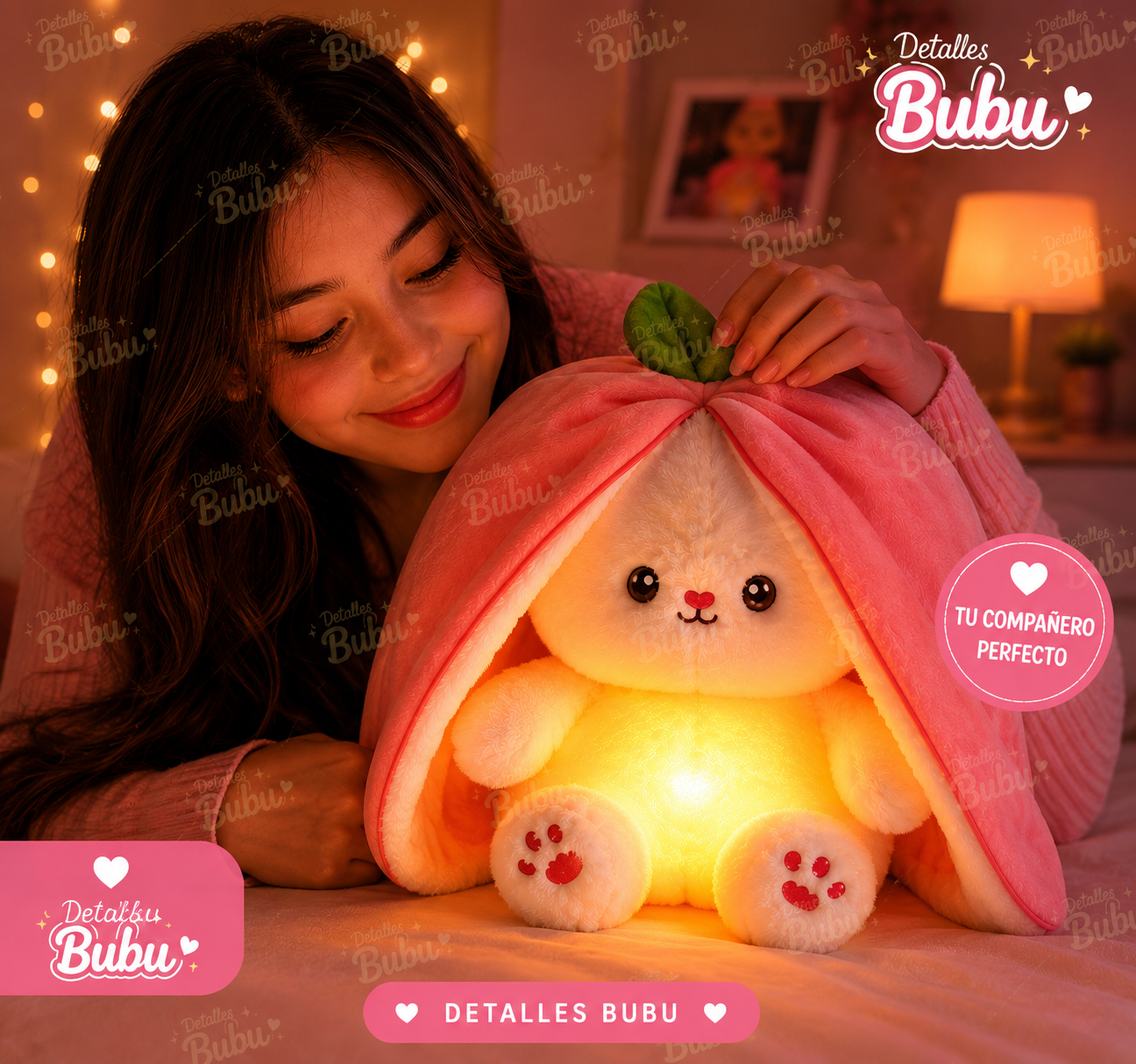 🐰 Conejito que Respira + Lámpara de Tulipanes de Regalo