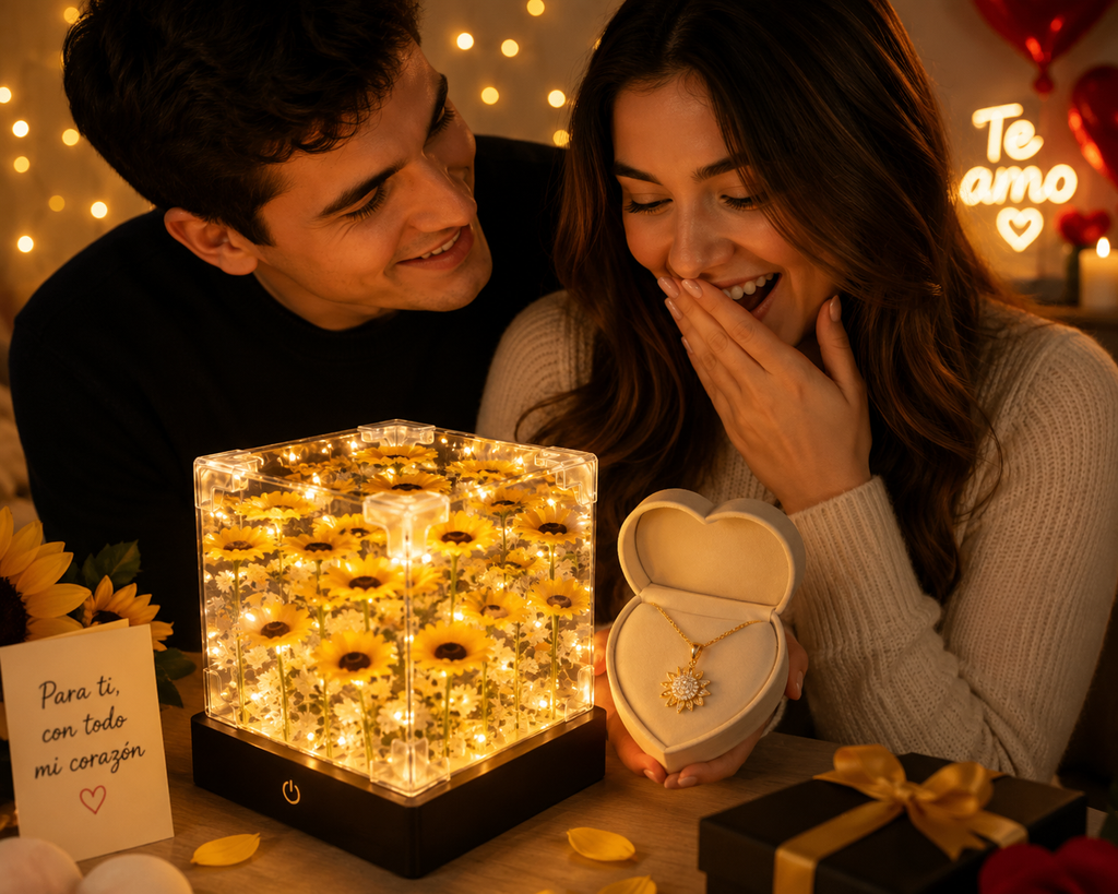 🌻 Lámpara de Girasol + Collar de Girasol de Regalo | Edición Romántica