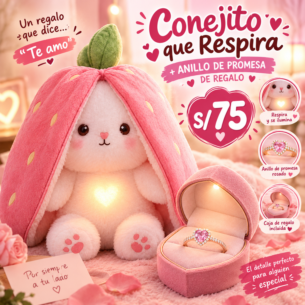 Conejito que Respira + Anillo de Promesa Gratis 💍🐰